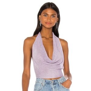 Super down Lavender Knit Backless Halter Top